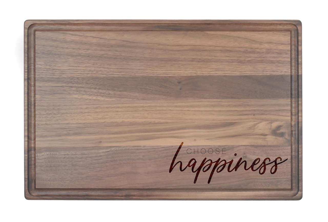 Choose Happiness 17" x 11" Walnut Cutting Board
